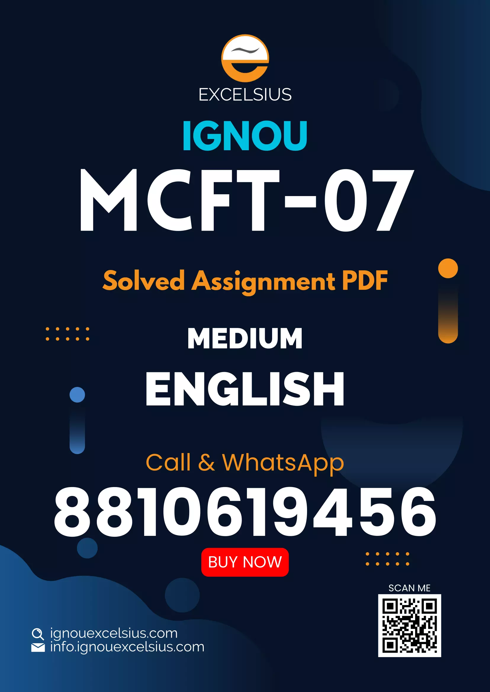 MCFT-07 - Counselling and Family Therapy: Applications and Interventions-July 2024 - January 2025